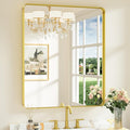 Keonjinn Gold Mirrors for Bathroom Sink, 30 x 36 Inch Rounded Rectangle Brushed by Keonjinn