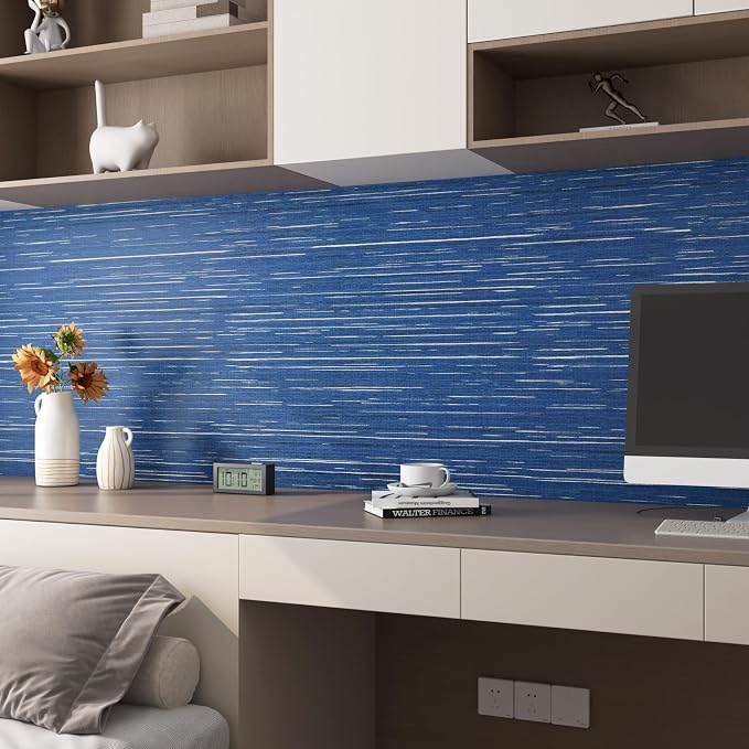 Livelynine 15.8x394 Navy Blue Peel and Stick Wallpaper Dark Indigo Textured - Image 3