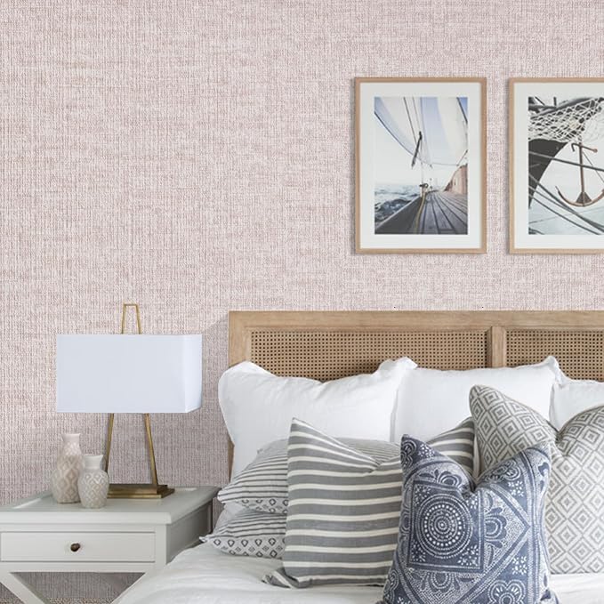 Beige Grasscloth Peel and Stick Wallpaper, Modern Textured Contact Paper - Image 2