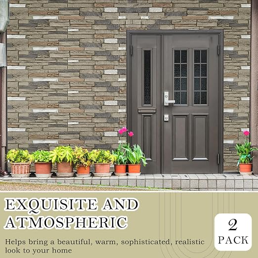 2 Pack Faux Stone Panels Interior 45.6''l x 11.8''h x 0.98''d Faux Siding - Image 7