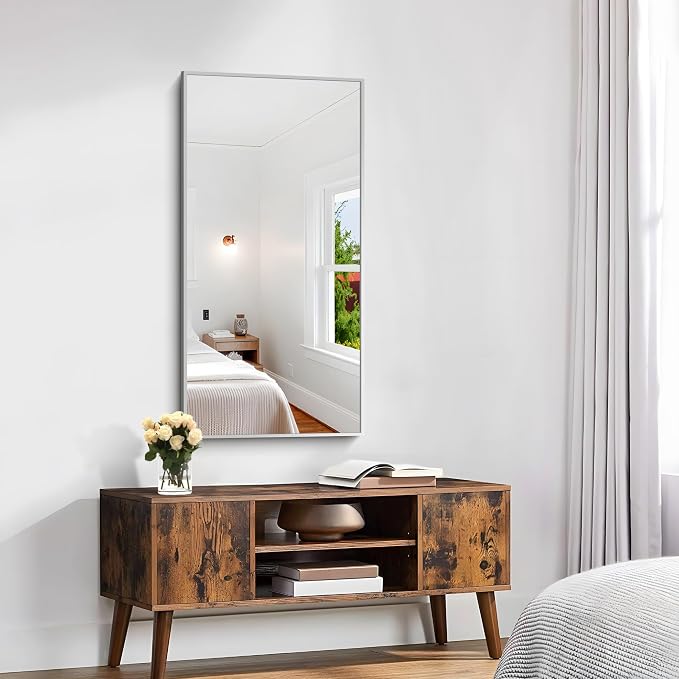 KOCUUY Silver Framed Mirror, HD Tempered Glass, Anti-Rust Frame, Modern Design - Image 7