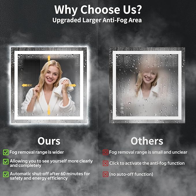 30"x30" LED Bathroom Mirror - Image 4