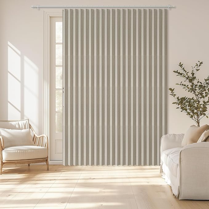 AJAZZ Blackout Accordion Door Curtain 98"x106" Cream White by AJAZZ