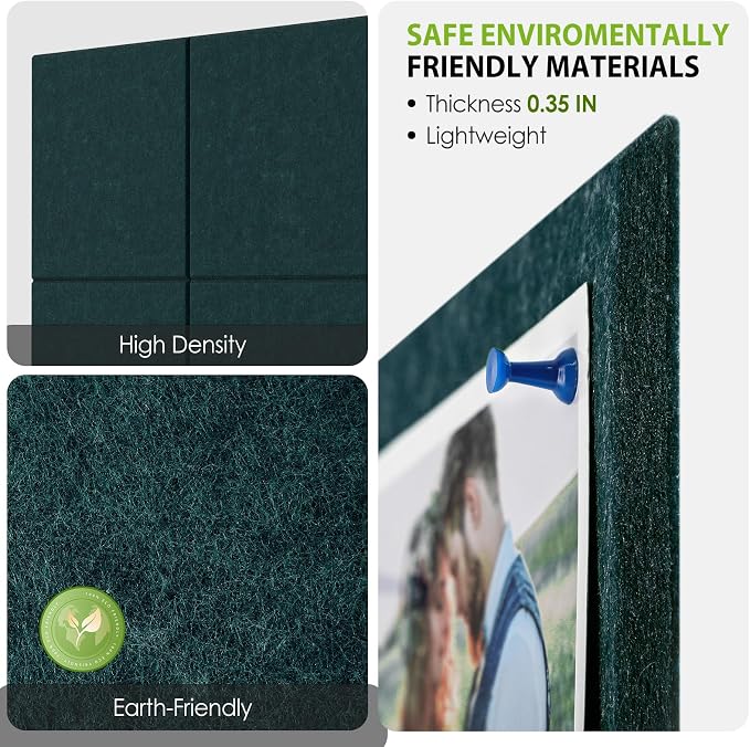 MaxGear Large Cork Board for Wall 36" x 24", Dark Green Bulletin Board - Image 3