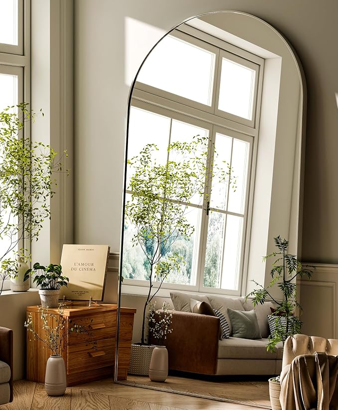 GLSLAND-34 x76 Arched Full Length Mirror-Oversize Floor Mirror Aluminum Alloy by GLSLAND