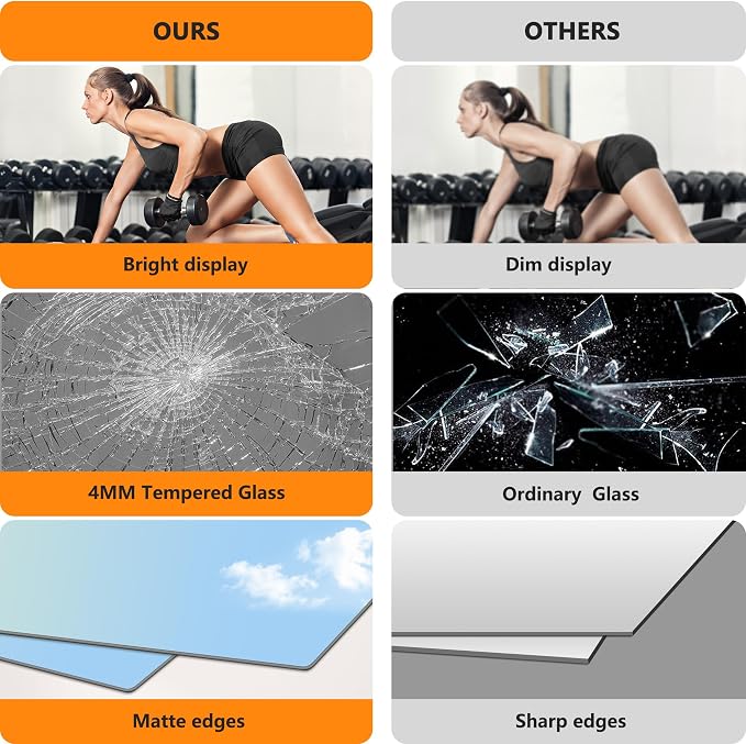 TRAHOME Home Gym Mirror for Wall, Glass Frameless Body Large Mirror for Home Gym - Image 6