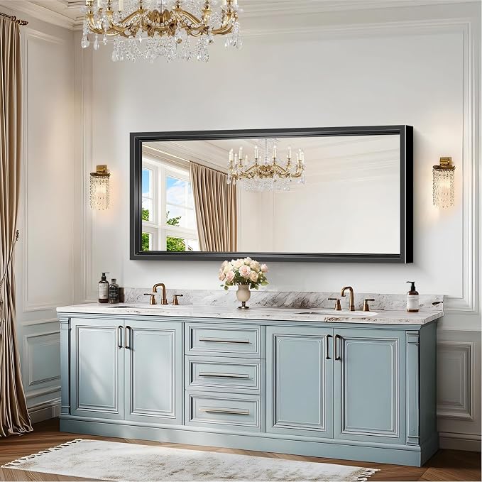 Large Bathroom Mirror, 60 x 28 Inch Rectangular Wall Mirror 0.6" Thickened Deep - Image 3