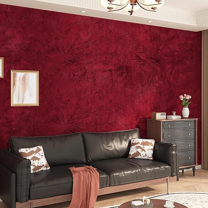 Wallercity Textured Red Velvet Wallpaper Self Adhesive Felt Drawer Liner - Image 7