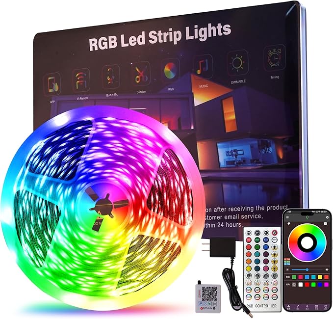 100 FT LED Lights For Bedroom，With 44 Key Infrared Remote Control And Bluetooth by HBOWMDJIA