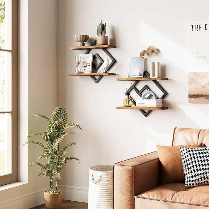 ELYKEN Floating Shelves for Wall, 2-Tier Wall Mounted Storage Shelves for Books - Image 5