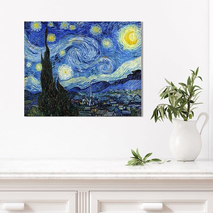 Van Gogh Canvas Wall Art: Starry Night Landscape Painting Picture Reproduction - Image 4