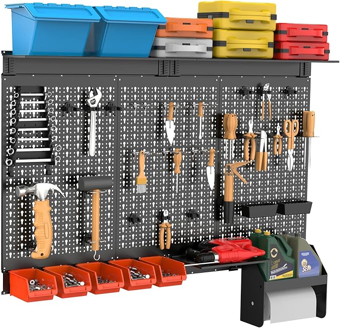 TORACK Metal Pegboard Wall Organizer 4ft Wide, Tool Storage Pegboard System - Image 2
