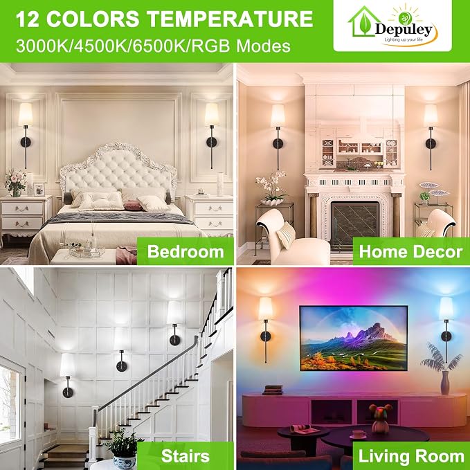 Depuley Battery Operated Wall Sconce: 27" Set of 2 Wireless Wall Lights - Image 3