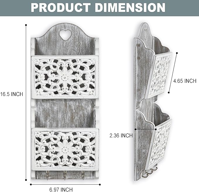 Key and Mail Holder for Wall Mail Holder for Wall, 2-Slot Mails Organizer - Image 5