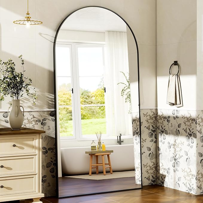 HARRITPURE 76"x34" Arched Full Length Mirror Free Standing Hanging Mounted - Image 8