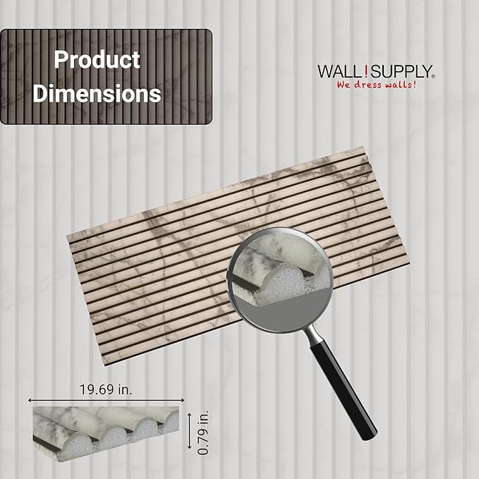 Wall!Supply 3D Wall Panels – Faux Marble Round Slatted – Home Decor Wallpaper - Image 6