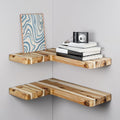 BATODA Acacia Corner Floating Shelves 17“x12”, Wall Shelves by BATODA