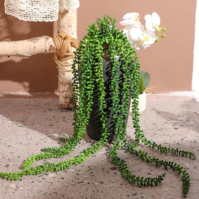 6pcs Artificial Succulents Hanging Plants, Fake Hanging Plant String of Pearls - Image 2