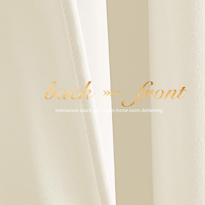 NICETOWN Thermal Insulated Velvet Curtains Ivory White 84 inch Length, Heavy - Image 5