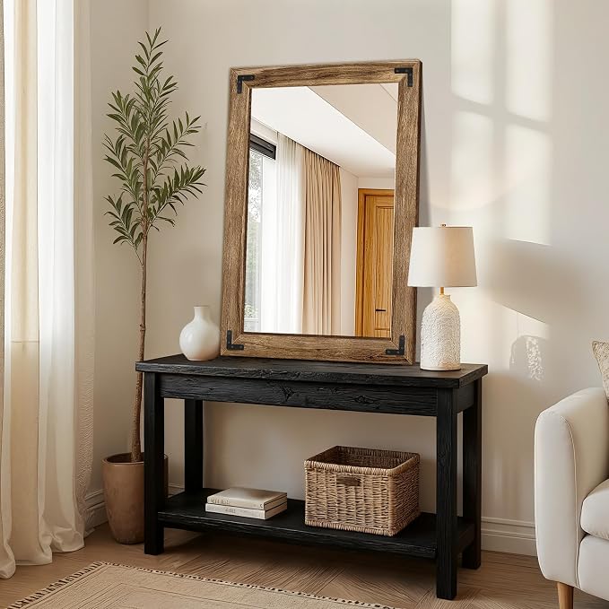 Wooden Bathroom Mirror for Wall, for Farmhouse, Living Room, Entryway Decor - Image 8