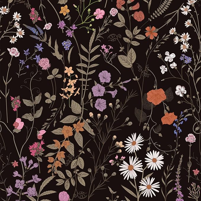 JiffDiff Floral Wallpaper Peel and Stick- Farm Wildwood Daisy Flower Stick on by wallpaper