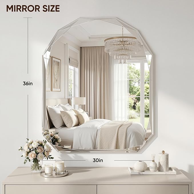 Suidia Bathroom Mirror, Frameless Bathroom Mirror - Image 2