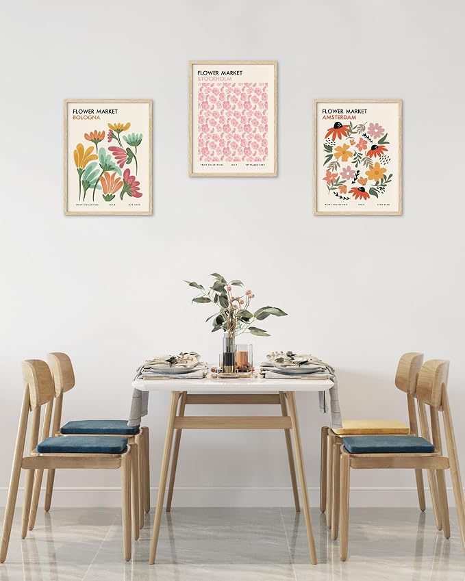 HesenDot Unframed Floral Wall Art Set of 3, 12x16in Flower Market Canvas Prints - Image 7