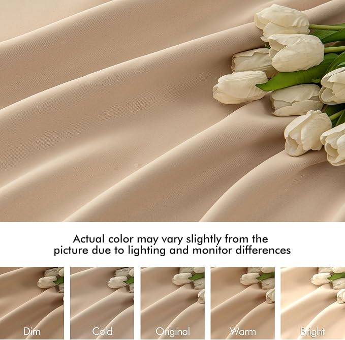 MIULEE Back Tab Beige Curtains 102 Inch Long 2 Panels Set - Image 8