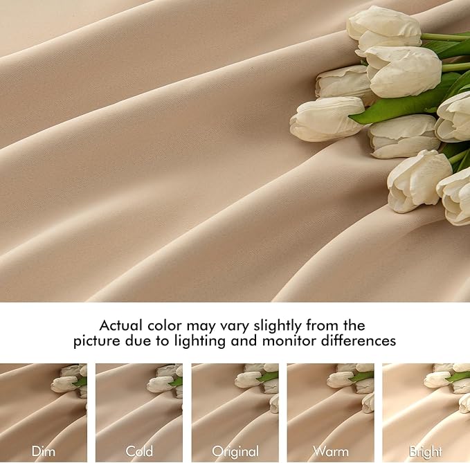 MIULEE Back Tab Beige Curtains 120 Inch Long 2 Panels Set - Image 8