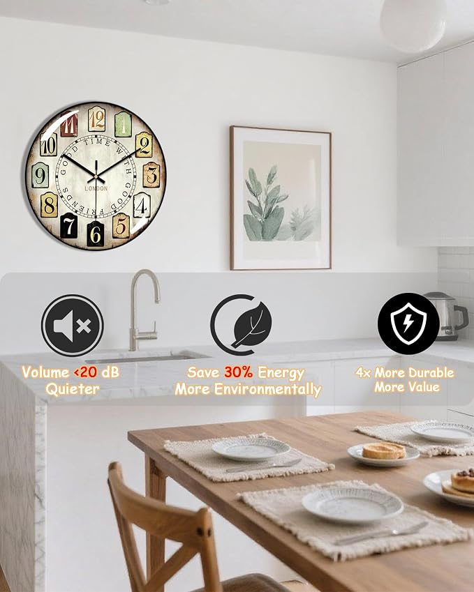 Decorative Wall Clocks Batterys Operated, Retro Wall Clock - Image 5