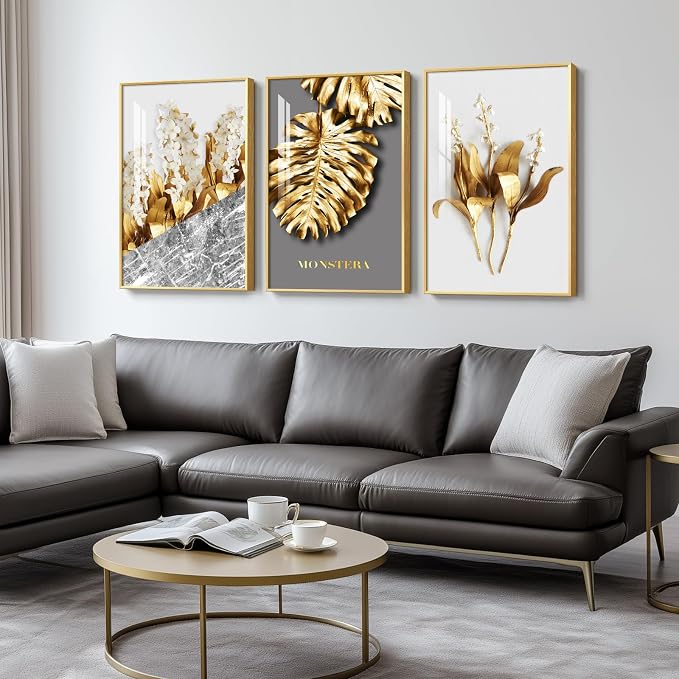 Framed Modern Luxury Large Gold Wall Art - Image 2