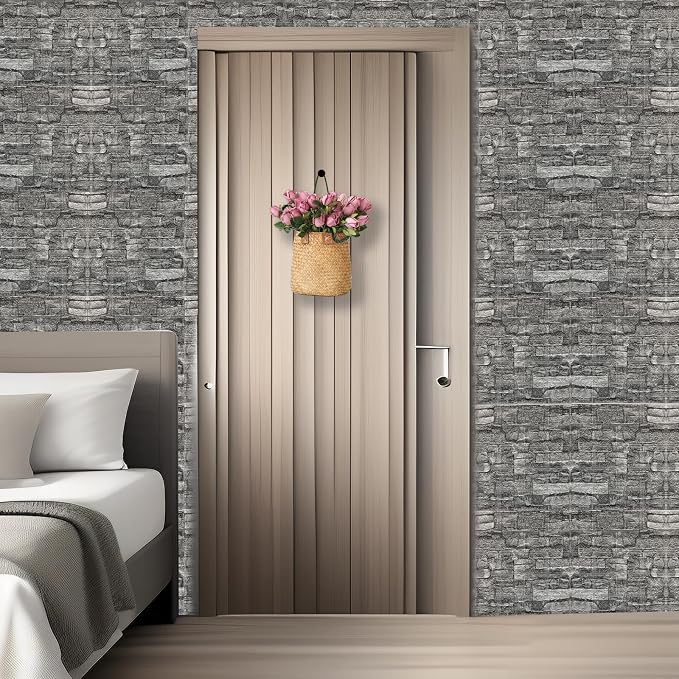 3D Wall Panels Peel and Stick in Black Grey Stone, Textured Faux Brick Wall - Image 9