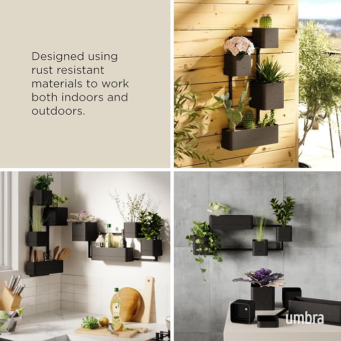 Umbra Cubiko Wall Planter with 4 Lightweight and Durable Pots - Image 4