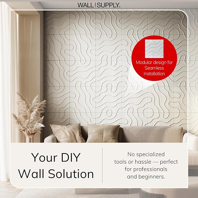 Wall!Supply - 3D Wall Panels – Flow Line White Wall Covering - Lightweight - Image 2