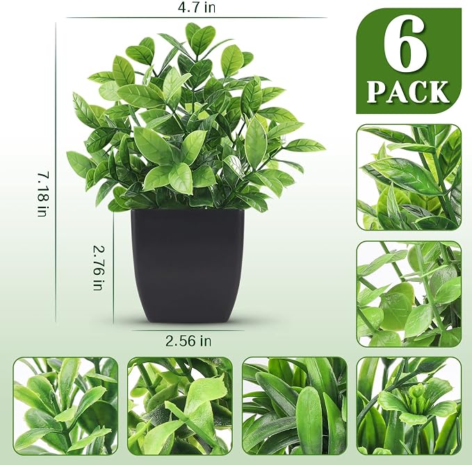 Der Rose 6 Pack Fake Plants Mini Artificial Plants - Image 2