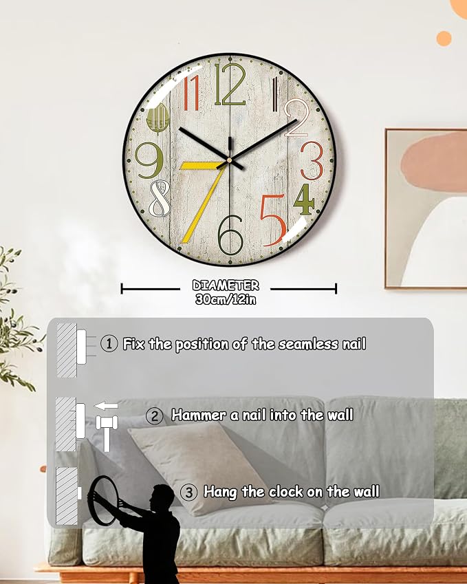 Decorative Wall Clocks Batterys Operated, Retro Wall Clock - Image 6