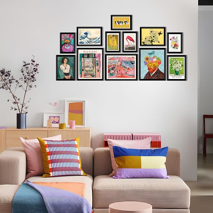 LANCHI95 12 Pcs Eclectic Wall Art Decor FRAMED, Eclectic Home Decor, Retro - Image 6
