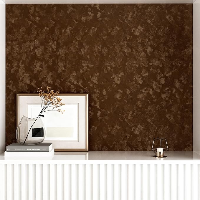Wallercity Deep Brown Velvet Peel and Stick Wallpaper Self Adhesive Felt Sheets - Image 3