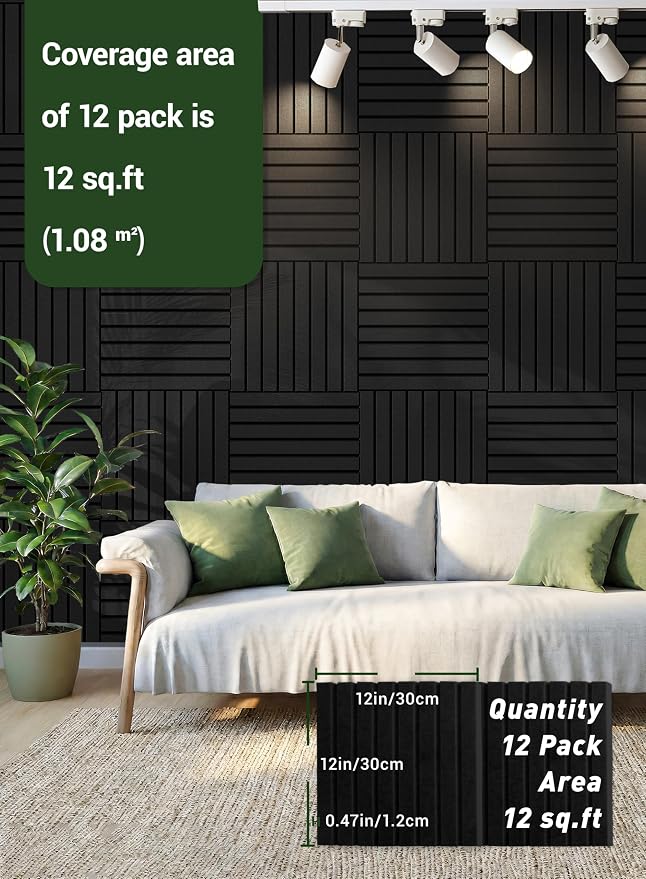 Waister 12 Pack Soundproof Wall Panels, 0.47 inch Thicker High Density Acoustic - Image 5