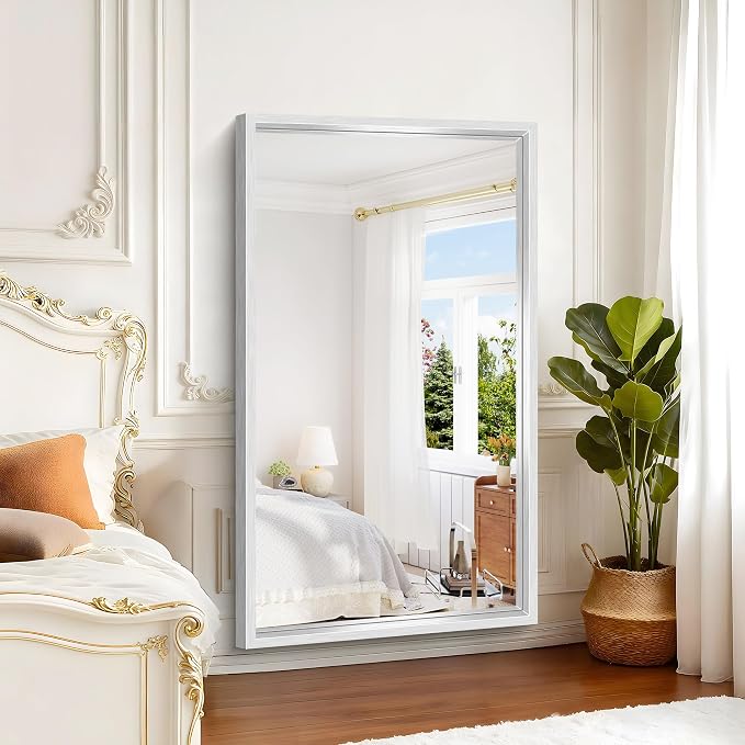 60x36 Inch Brushed Silver Bathroom Mirror, Large Rectangular Mirror - Image 3