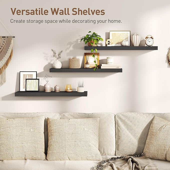 RALGEND Floating Shelves for Wall, 1.5" Thick Wall Shelf Set of 3 - Image 4