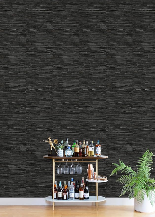 NuWallpaper Black Grassweave Peel and Stick Wallpaper, Textured Removable - Image 3