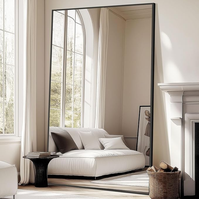 Oversized Standing Mirror Full Length, Hanging or Wall Mounted, Tempered Glass by MirrMuse