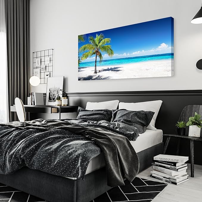 Baisuart-S03998 Large Canvas Wall Art Summer Ocean Waves Prints Coconut Trees - Image 8