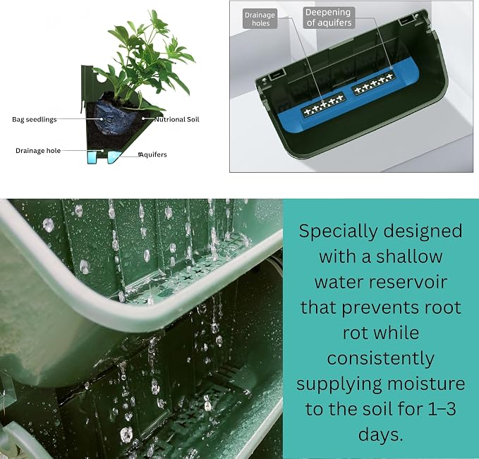 LaLaGreen Vertical Garden Planter – 24 Pack 13 Inch Dark Green Hanging Pots - Image 5