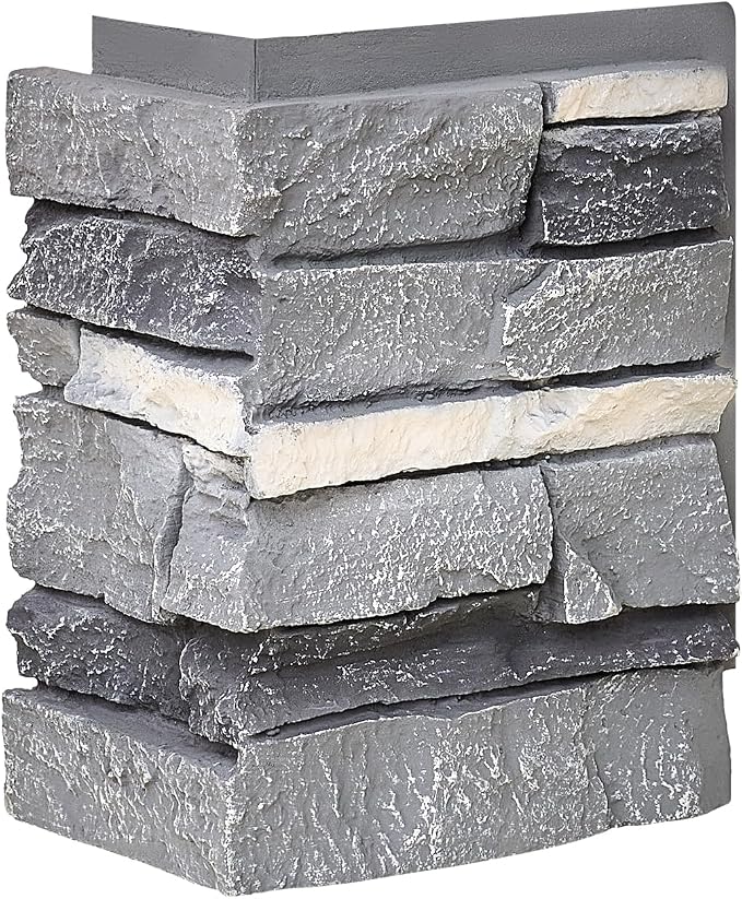 1.77 Inch Deep 3D Faux Stone Corner Panels Matching 2 Piece Set - Image 2