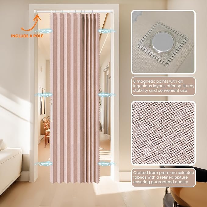 AJAZZ Blackout Curtain with Curtain Rods Included Invisible Accordion Doors - Image 9