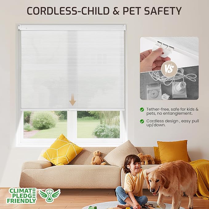 Grandekor No Drill No Tools Cordless Cellular Shades, 36.5" W x 64" H, Light - Image 4