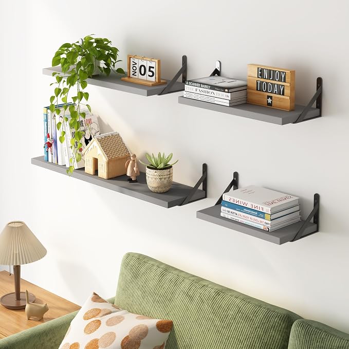 YGEOMER Floating Shelves for Wall, Different Sizes Gray Wall Shelves for Living - Image 5