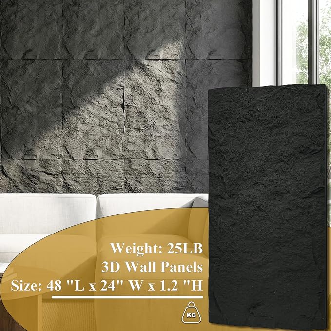 BEAUTYPEAK 3D Faux Stone Wall Panels, Home & Office Accent Wall, Easy Install - Image 3
